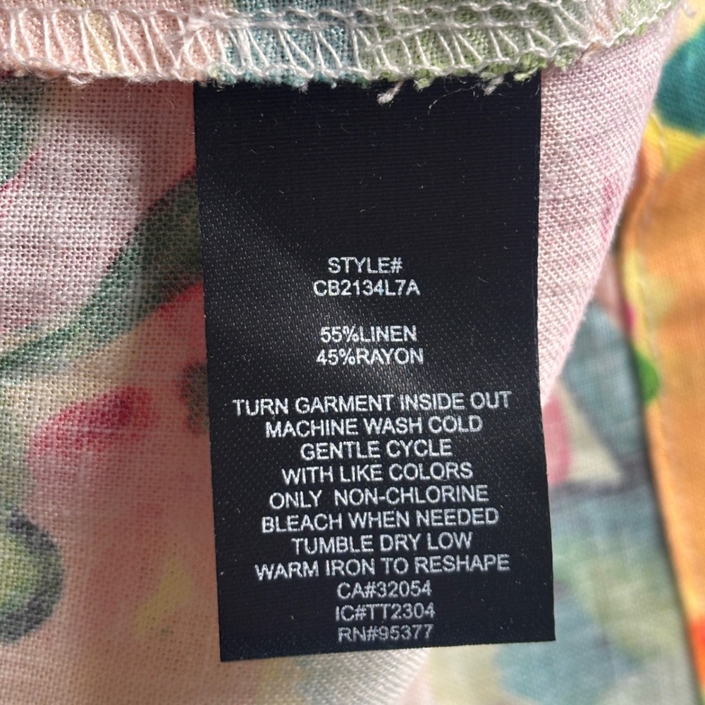 Sanctuary Floral Puff Sleeve Top M Multicolor Linen Blend Cottagecore Boho - Picture 7 of 9